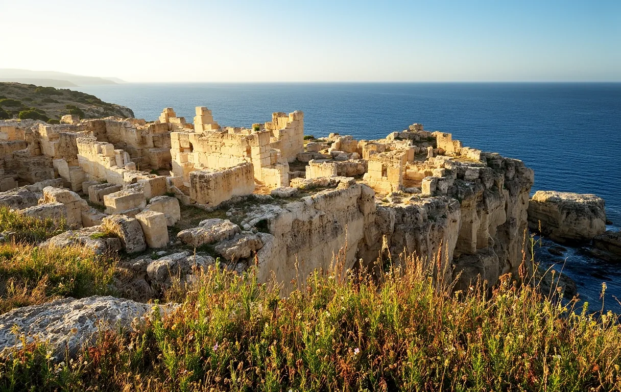 Ancient Mediterranean olive grove at sunrise